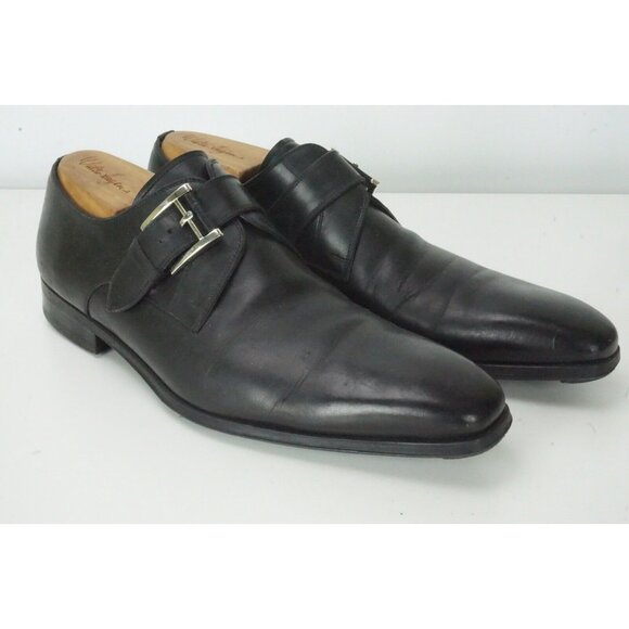 Magnanni Single Monk Strap Black Leather Mens Shoes Sz 8M main image 6
